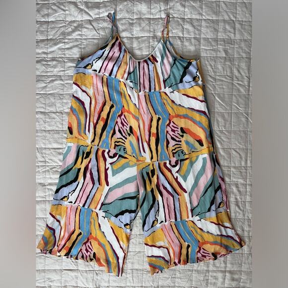 The Sang Bright Vibrant Multicolored Artsy Sleeveless Wide Leg Jumpsuit - 3X - Picture 1 of 12